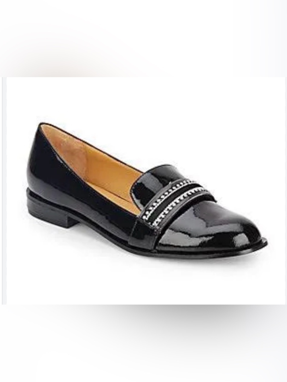 Badgley Mischka Diamanté Patent Leather Crystal Embellishments Loafers Size 8